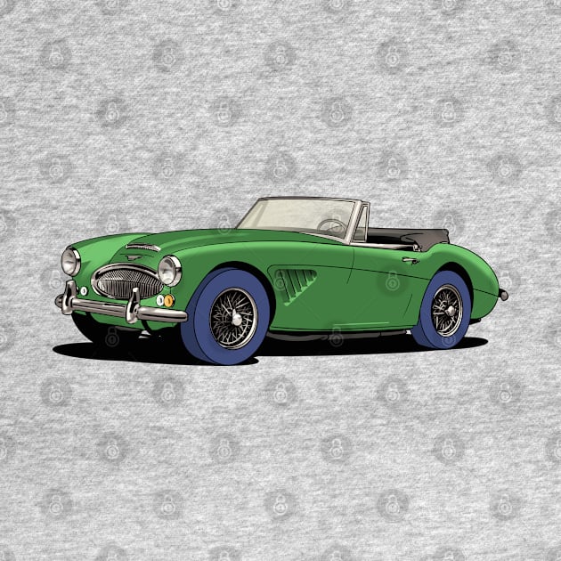 Austin-Healey 3000 British sports car in green by Webazoot